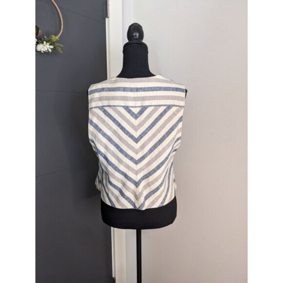 Chico's Black Label Zip Striped Vest in‎ Blue Combo - 2 - Picture 3 of 10